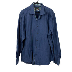 Azaro Uomo Italian Collection Paisley Accent Blue Long Sleeve Shirt Mens 3XL